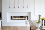 Escea DX1500 frameless ducted gas fireplace complements minimalist interior