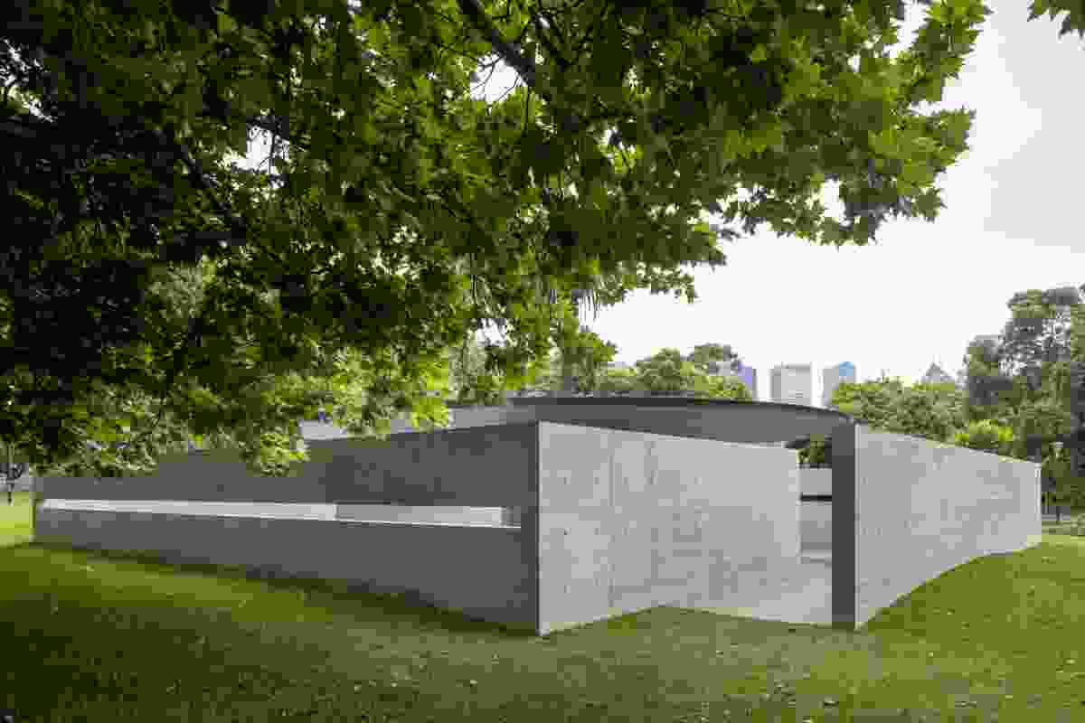 The MPavilion by Tadao Ando is site in close proximity to a heritage-listed plain tree.