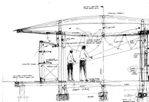 A sketch of the 2019 MPavilion by Glenn Murcutt.