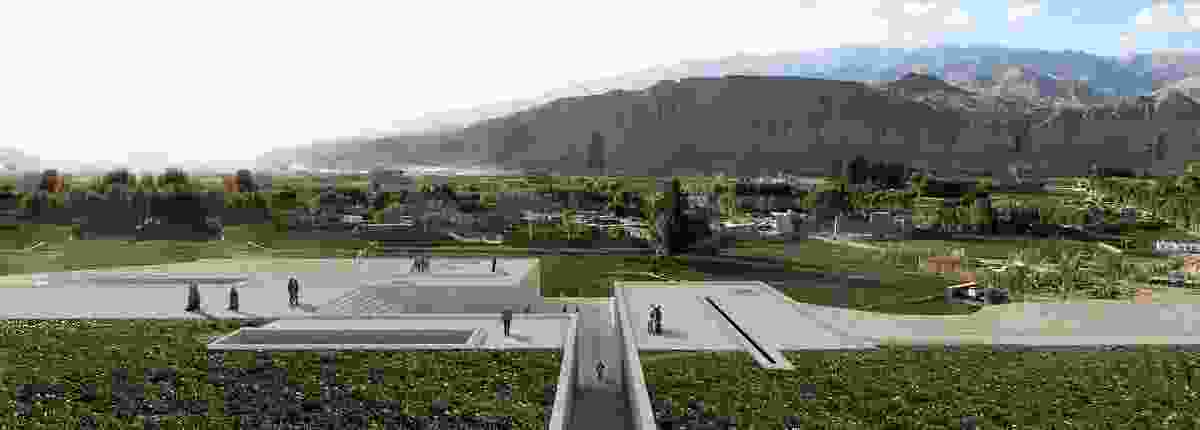 The winning design for Bamiyan Cultural Centre is integrated with the landscape.