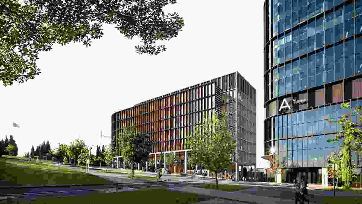 The proposed hybrid timber commercial office building at Constitution Place designed by Bates Smart.