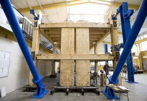 The prototype being tested at the University of Canterbury's engineering lab.