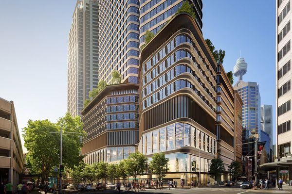 The north tower of Sydney’s Pitt Street over-station development, designed by Foster and Partners with Cox Architecture.