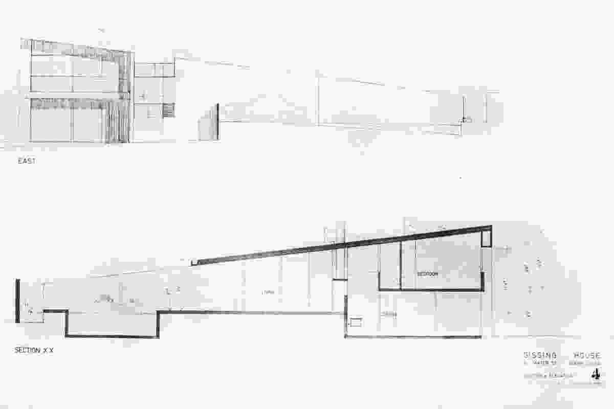 Harry Seidler’s original plans for the Gissing House.
