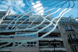 Museum Piece, 2006, by Judy Watson, on the glass facade of the bookshop. Image: Philippe Ruault