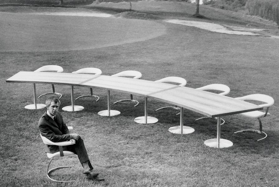 Kjell Grant and his Montreal chair, designed for the Australian Pavilion at Expo67.