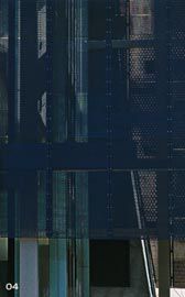 Detail of the mesh envelope over the eastern entry to NGV Australia. Image: Trevor Mein.