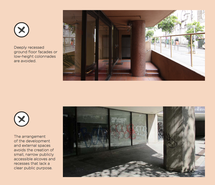 The Central Melbourne Design Guide provides example of unacceptable design outcomes. 
