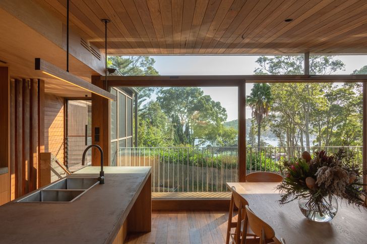 Main living spaces are oriented north toward Pittwater.