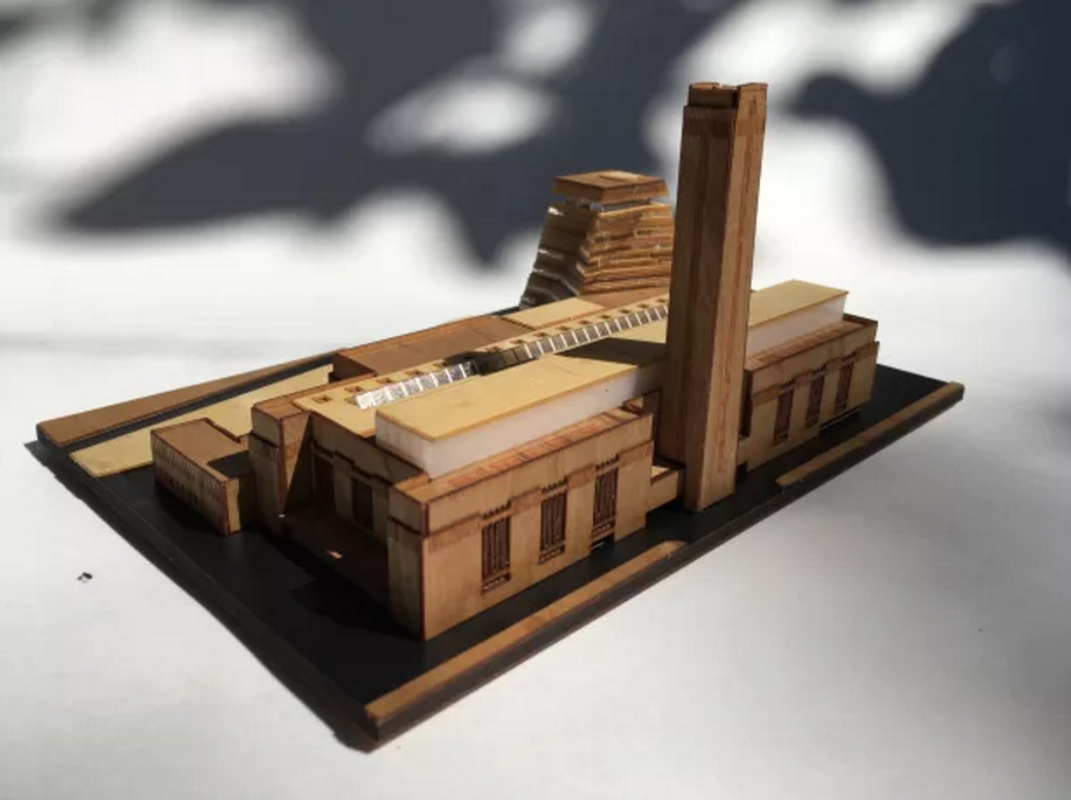 A prototype of the Tate Modern model kit produced by Little Building Co.