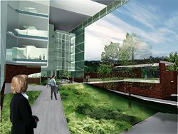 The winning entry by Wilson Architects and Donovan Hill (architects in association) for the Translational Research Institute.