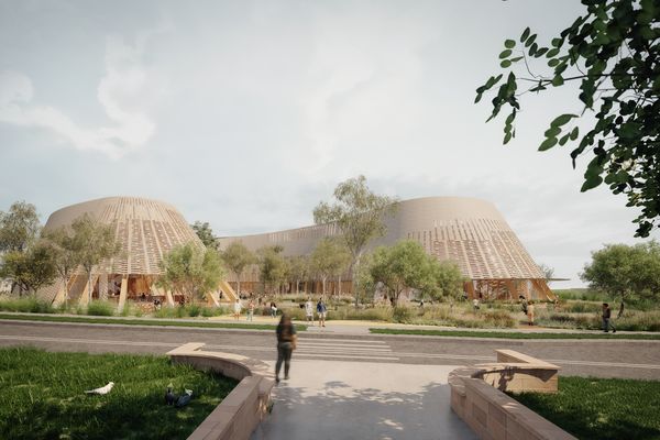 The winning design for Western Sydney University's Indigenous Centre of Excellence by Sarah Lynn Rees, Jackson Clements Burrows, Peter Stutchbury Architecture, Jane Irwin Landscape Architecture, Uncle Dean Kelly, Hill Thalis Architecture and Flux Consultant.
