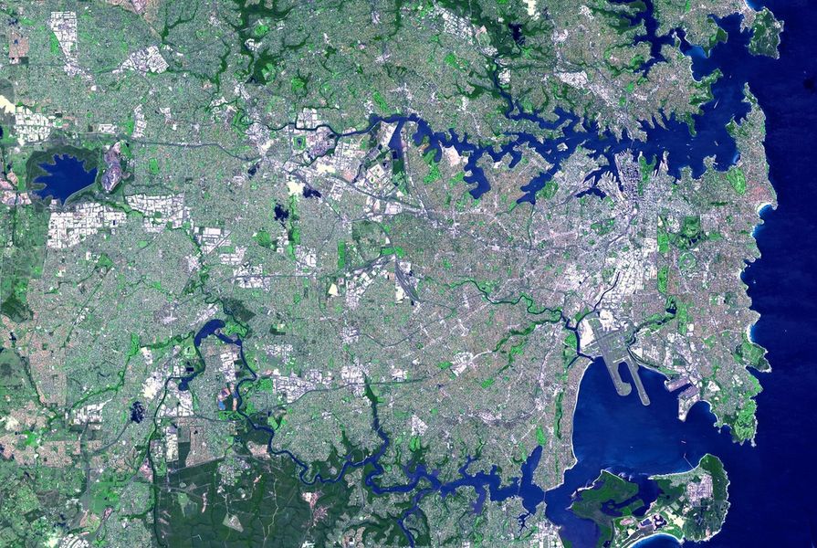 Satellite photograph of Sydney.