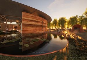 Wiradjuri旅游中心的概念设计,由Peter Stutchbury Architecture设计