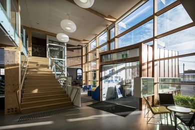 Low-emissivity glass was used for the library project in regional Victoria to enhance the building's energy performance.