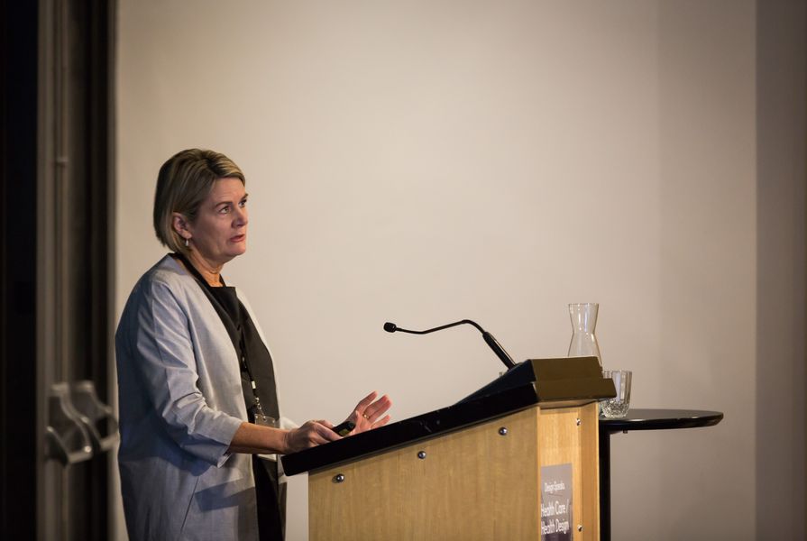 Ann-Maree Ruffles (ThomsonAdsett) speaks at the 2018 Health Care/Health Design conference.
