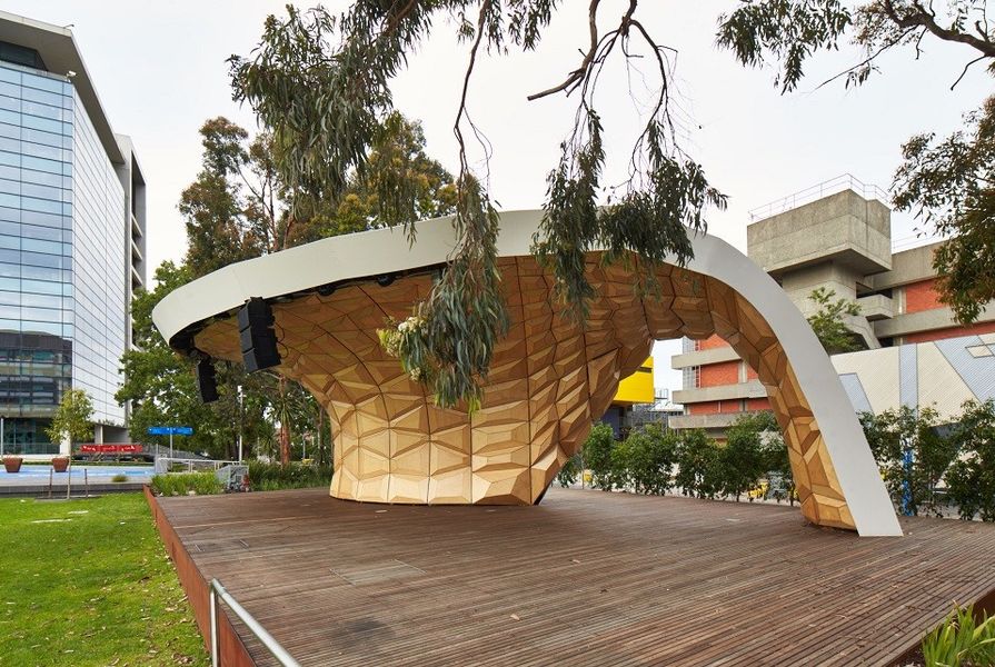 The Caulfield Soundshell was designed by Tim Schork of Monash University and Markus Schein of Kassel University in collaboration with students.