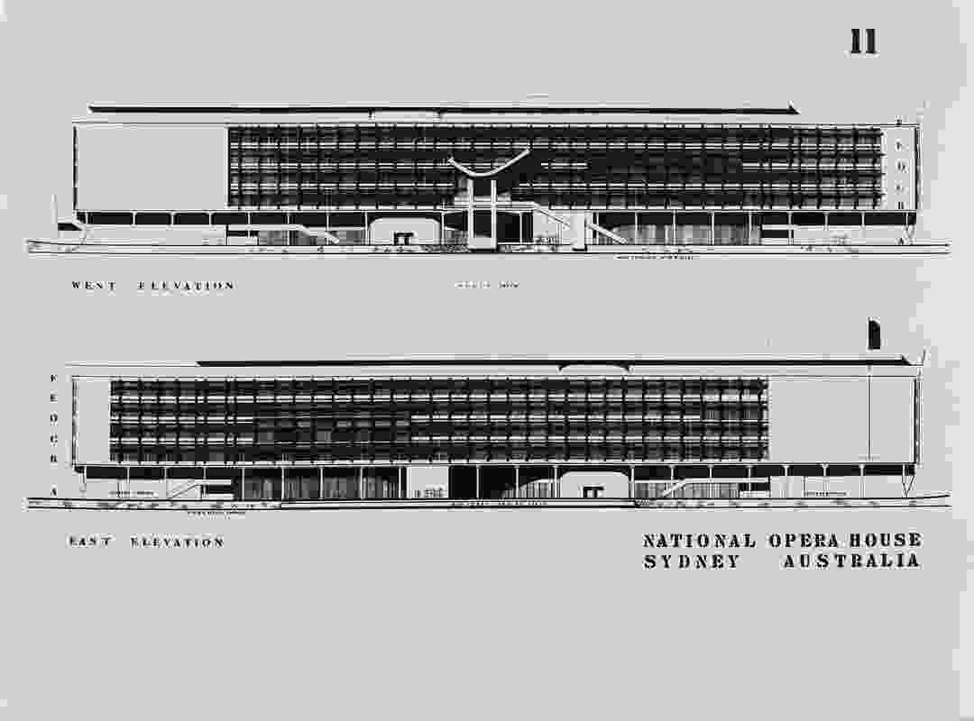 Unsuccessful proposal for Sydney Opera House by George Subiotto, England, 1956.