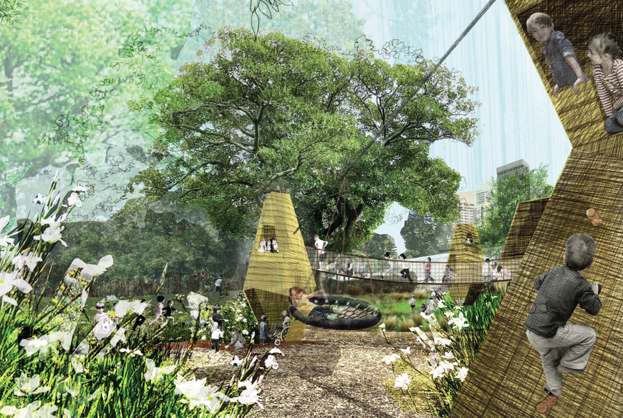 The proposed playground at Cook and Phillip Park in the Sydney CBD designed by Aspect Studios and Aileen Sage Architects.