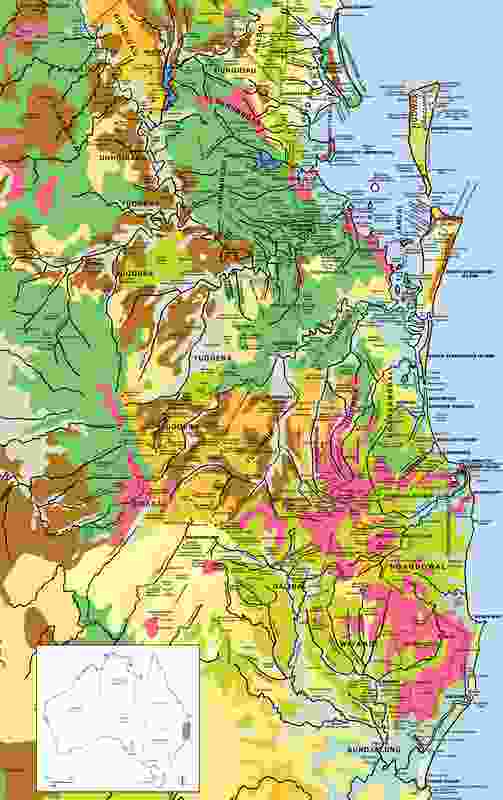 Adapted map of Yugambeh-Bundjalung cultural landscapes on the Gold Coast, south-east Queensland and northern New South Wales. 