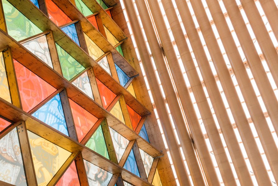 Cardboard Cathedral by Shigeru Ban Architects (Christchurch, New Zealand, 2013).
