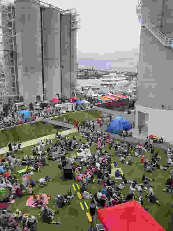 Silo Park and North Wharf during weekend market mode. The park also plays host to St Jerome’s Laneway Festival and moonlight cinema.
