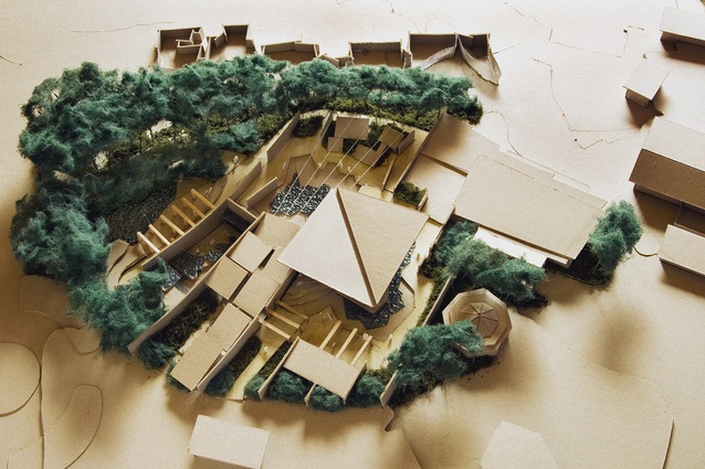 The intertwining of landscape architecture and architecture is captured in one of the many models built during the design stages.