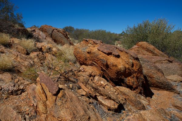 A rock formation at the Olive Pink Botanic Gardens. 