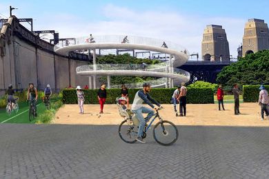 The loop option for the Sydney Harbour Bridge cycleway northern access ramp.