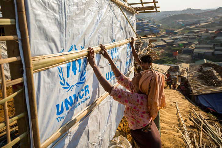 Refugees prepare for monsoon season in Bangladesh.