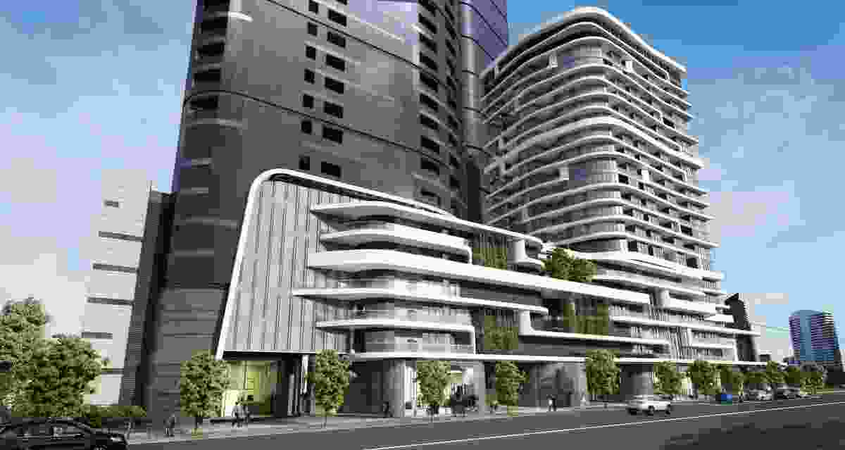 The approved Rothelowman Architects project at 60-82 Johnson Street in Fishermans Bend is being sold by the developer.