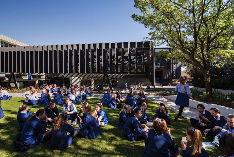 The new Mandeville Centre at Melbourne independent girls’ school Loreto Mandeville Hall houses the school administration, staff centre, lecture theatre, Learning Resource Centre and Year 12 Centre.