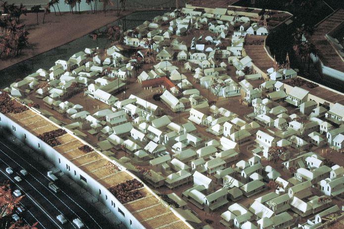 A model for the winning entry in the Philippines Community Housing Competition, 1976, by Athfield Architects.