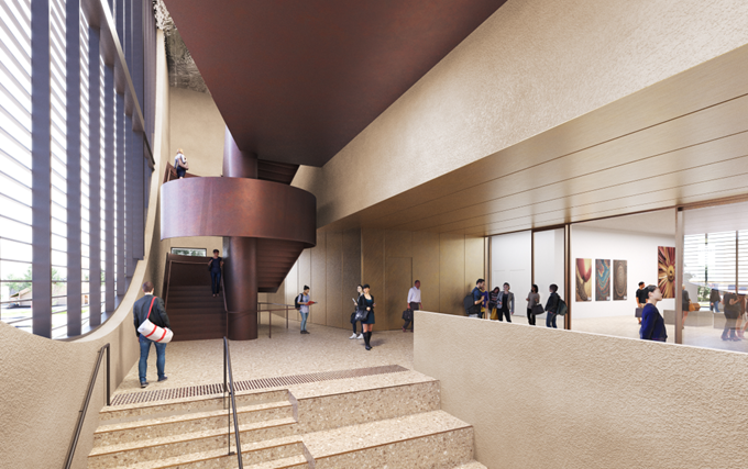 A double-height flexible activation space is located on the south side of the proposal.