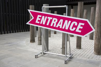 For the Melbourne exhibition of Las Vegas Studio, the use of signs as both exhibition objects and wayfinding contrasted with a building dedicated to absence.