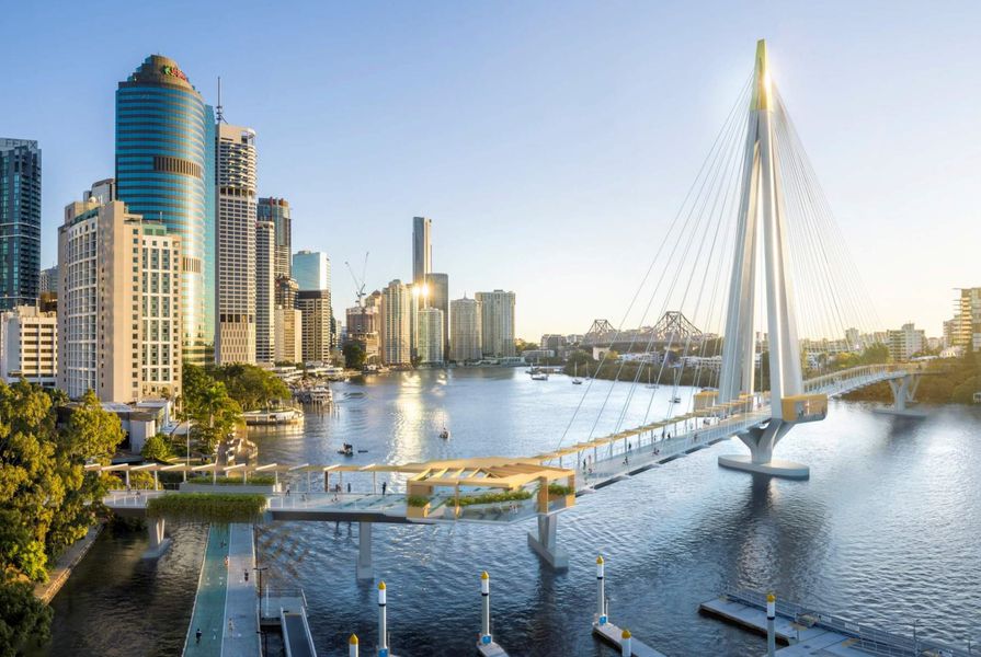 Kangaroo Point Green bridge by Cox Architects and Arup.