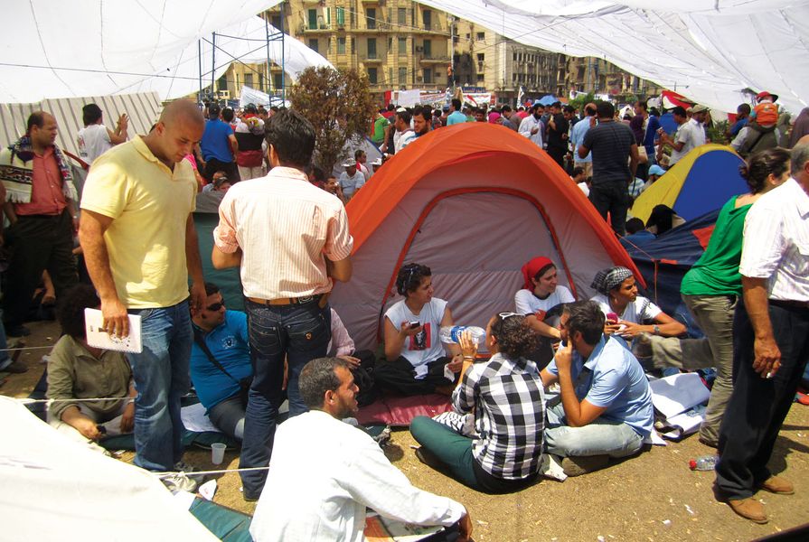 Protesters at Tahrir Square in Cairo, 8 July 2011.
