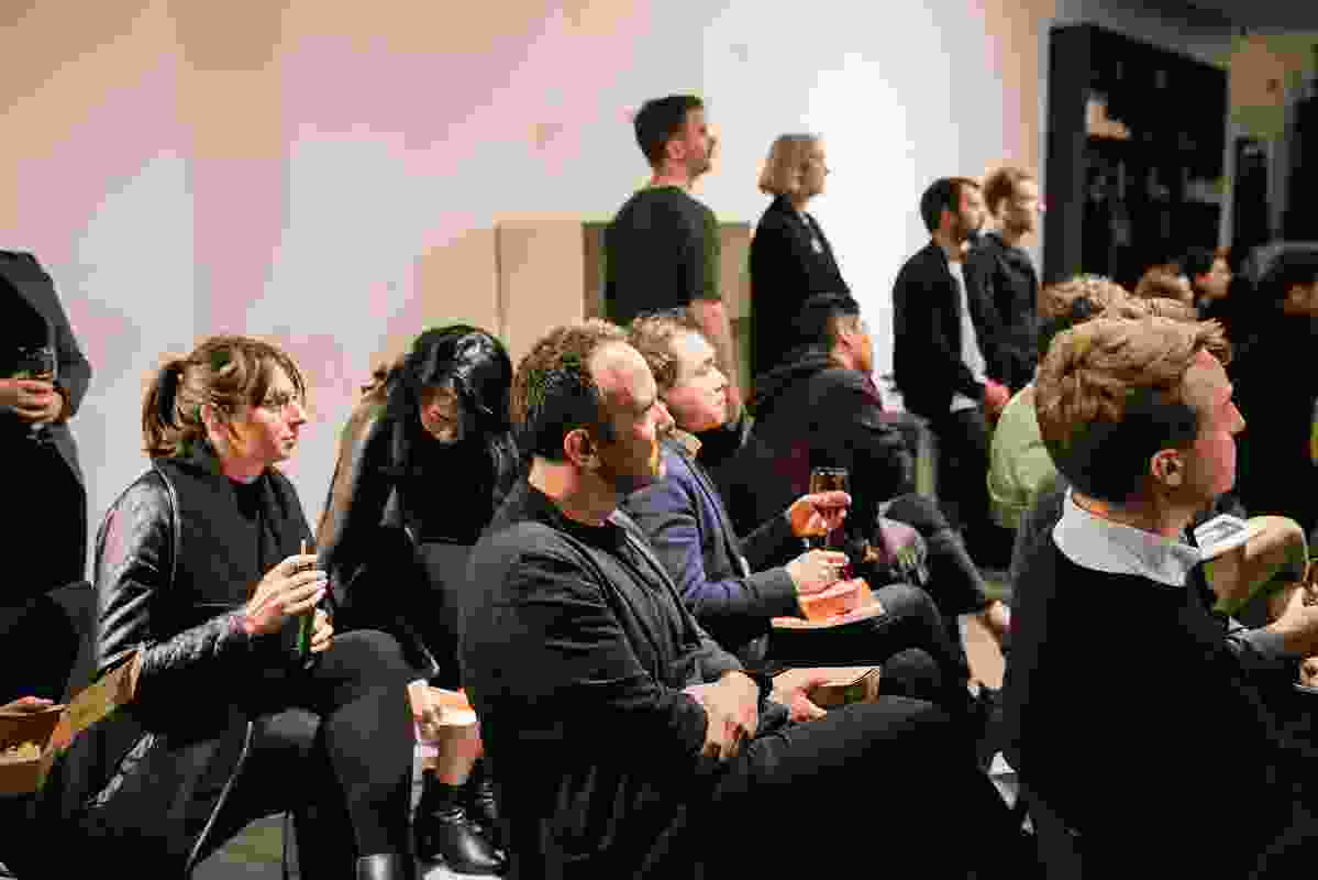 The crowd at Artichoke Night School, held at Space Furniture's Melbourne showroom. 