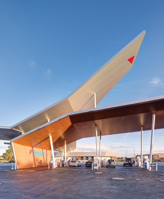 Postmodern petrol station United Petroleum ArchitectureAu