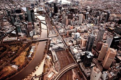 Aerial view of Melbourne.