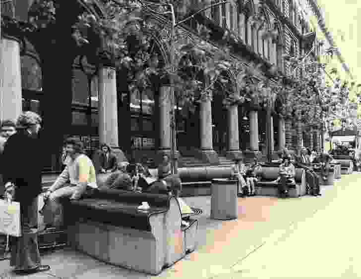 Street furniture in Martin Place, Sydney, designed in 1970 by Nielsen Design Associates.