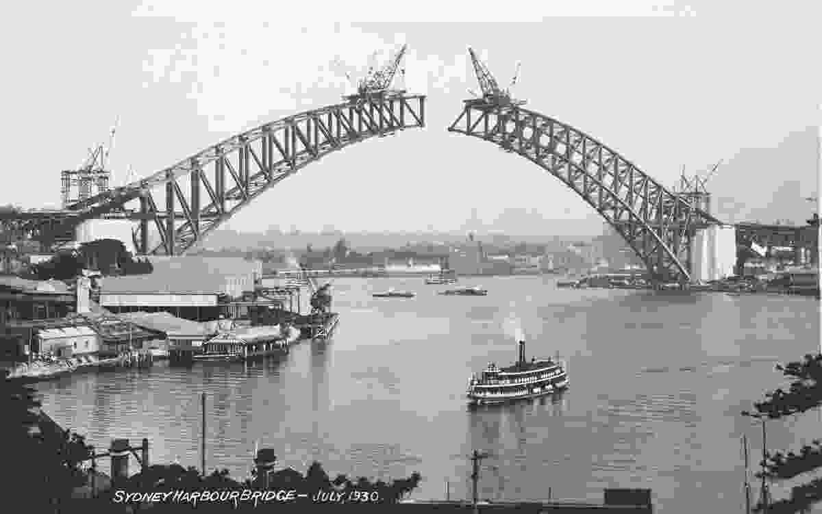 Sydney Harbour Bridge under construction, 1930.