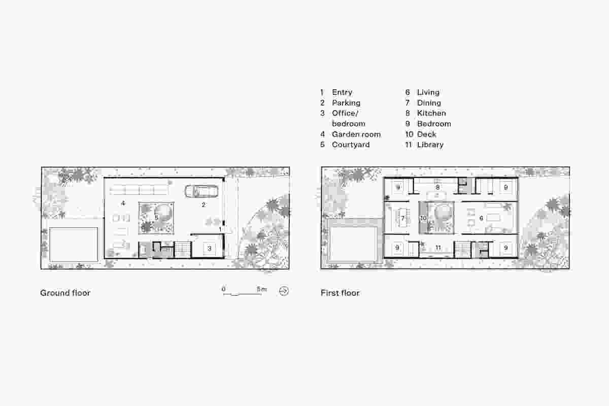 Plans of Shed House by Breakspear Architects.