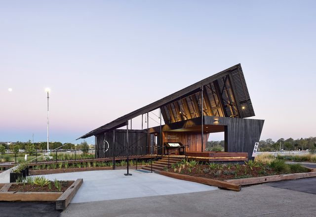 Northshore Pavilion was designed as an i nformation centre for the Hamilton Reach riverside development, but also doubles as an event space for the local community.