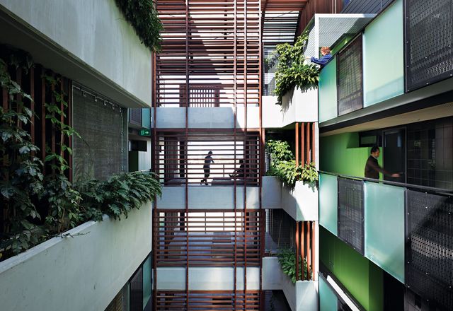 The Constance Street Affordable Housing scheme features two blocks placed on either side of an open-air atrium.