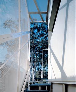 Looking up the
entrance stair.