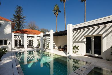 The pool is positioned to capture the northern sun.