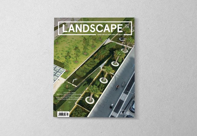 The cover of the May 2023 edition of Landscape Architecture Australia features The Drying Green by McGregor Coxall.
