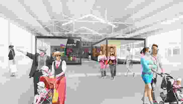 Proposed customer amenities and visitor information centre of the Queen Victoria Market Quarter 2 redevelopment by Grimshaw.