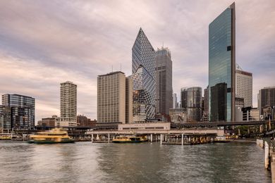 Quay Quarter Tower by 3XN and BVN used 98 per cent of the original structural walls and core and 65 per cent of the existing floor plates to save an estimated 12,000 tonnes of embodied carbon when compared to demolishing and re-building.